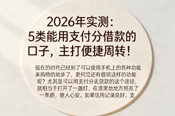 2026年实测：5类能用支付分借款的口子，主打便捷周转！