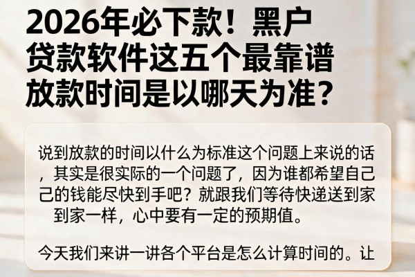 2026年必下款！黑户贷款软件这五个最靠谱，放款时间是以哪天为准？