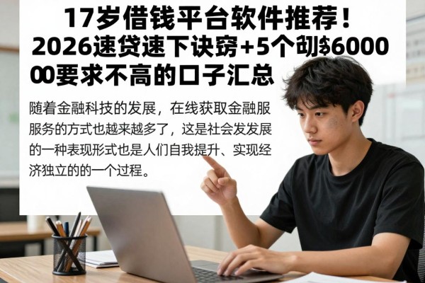 17岁借钱平台软件推荐!2026速贷速下诀窍+5个可贷6000要求不高的口子汇总