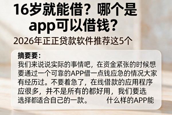 16岁就能借?哪个是app可以借钱?2026年正规贷款软件推荐这5个
