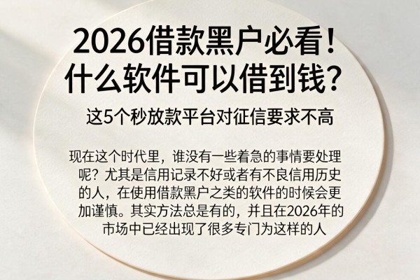 2026借款黑户必看！什么软件可以借到钱？这5个秒放款平台对征信要求不高