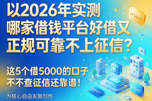 2026年实测:哪家借钱平台好借又正规可靠不上征信?这5个借5000的口子不查征信还靠谱!