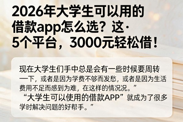 2026年大学生可以用的借款app怎么选?这5个平台,3000元轻松借!