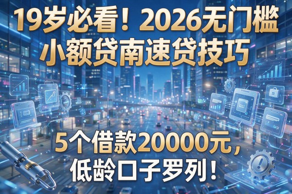 19岁必看！2026无门槛小额贷款速贷技巧，5个借款20000元低龄口子罗列