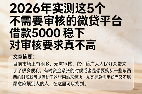 2026年实测这5个不需要审核的微贷平台，借款5000稳下、对审核要求真不高