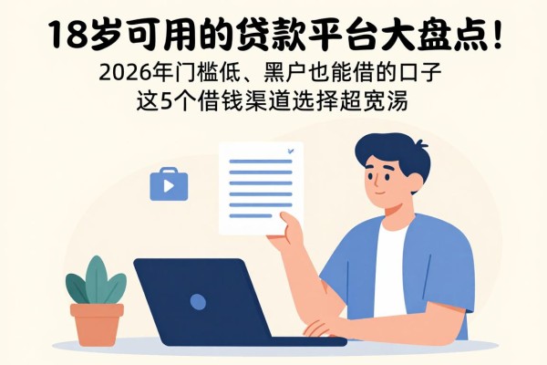18岁可用的贷款平台大盘点！2026年门槛低、黑户也能借的口子，这5个借钱渠道选择超宽泛