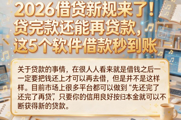 2026借贷新规来了!贷完款还能再贷款,这5个软件借款秒到账