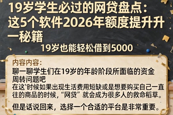 19岁学生必过的网贷盘点：这5个软件2026年额度提升秘籍，19岁也能轻松借到5000
