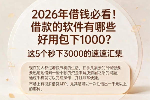 2026年借钱必看！借款的软件有哪些好用包下1000？这5个秒下3000的速速汇集