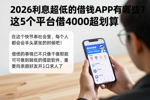 2026利息超低的借钱APP有哪些？这5个平台借4000超划算