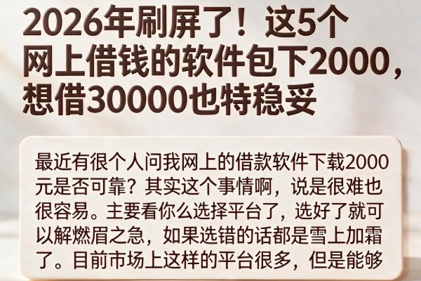 2026年刷屏了!这5个网上借钱的软件包下2000,想借30000也特稳妥