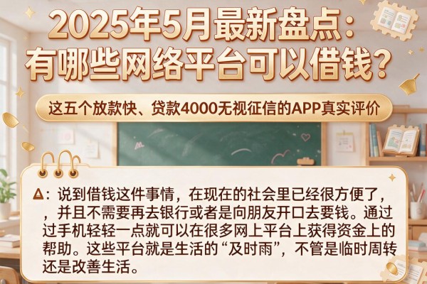 2025年5月最新盘点:有哪些网络平台可以借钱?这五个放款快、贷款4000无视征信的APP真实评价