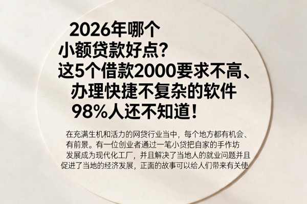 2026年哪个小额贷款好点？这5个借款2000要求不高、办理快捷不复杂的软件98%人还不知道！