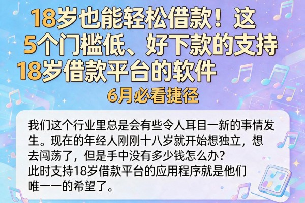 18岁也能轻松借款！这5个门槛低、好下款的支持18岁借款平台的软件，6月必看捷径