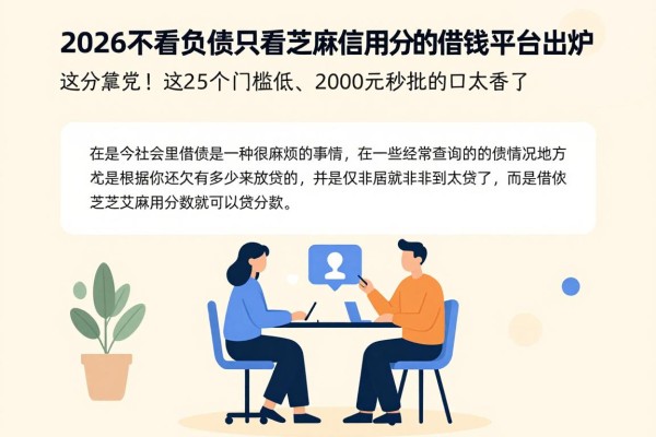 2026不看负债只看芝麻信用分的借钱平台出炉！这5个门槛低、2000元秒批的口子太香了