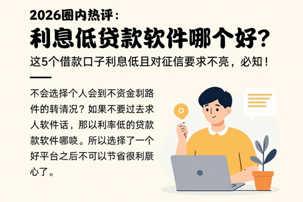 2026圈内热评:利息低贷款软件哪个好?这5个借款口子利息低且对征信要求不高,必知!