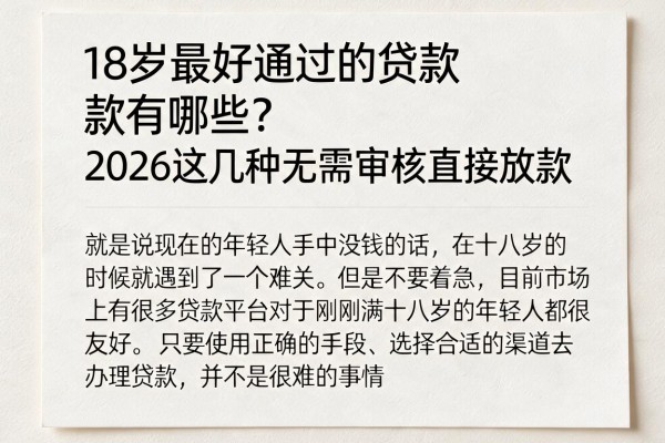 18岁最好通过的贷款有哪些?2026这几种无需审核直接放款