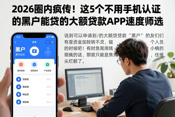 2026圈内疯传!这5个不用手机认证的黑户能贷的大额贷款APP速度筛选