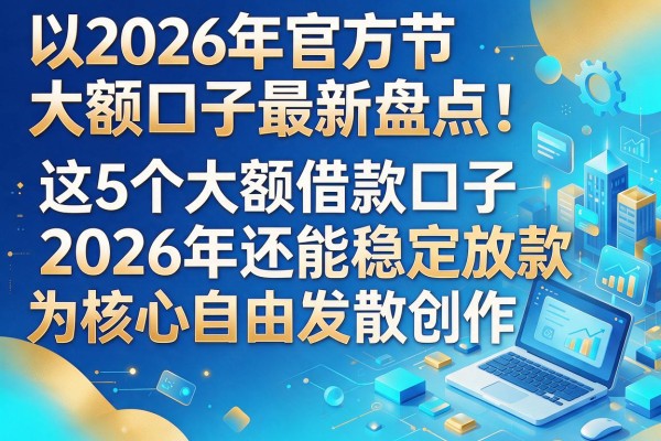 2026年官方大额口子最新盘点！这5个大额借款口子2026年还能稳定放款