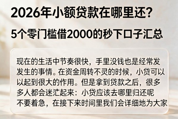 2026年小额贷款在哪里还？5个零门槛借2000的秒下口子汇总