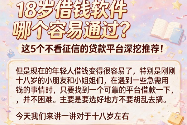 18岁借钱软件哪个容易通过？这5个不看征信的贷款平台深挖推荐！