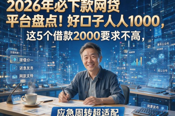2026年必下款网贷平台盘点!好口子人人1000,这5个借款2000要求不高,应急周转超适配