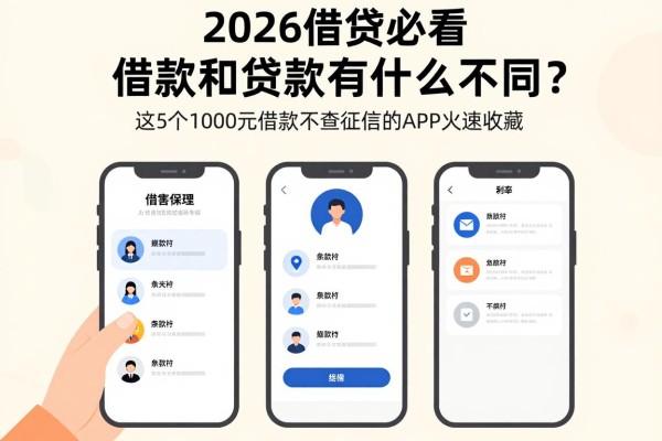 2026借贷必看！借款和贷款有什么不同？这5个1000元借款不查征信的APP火速收藏！