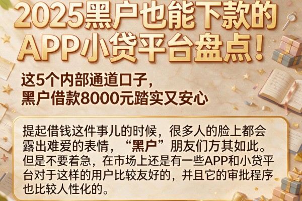 2025黑户也能下款的APP小贷平台盘点！这5个内部通道口子，黑户借款8000元踏实又安心