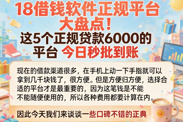 18借钱软件正规平台大盘点！这5个正规贷款6000的平台今日秒批到账