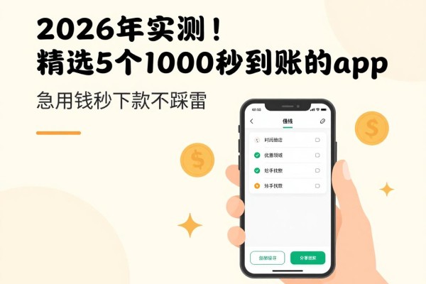 2026年实测！精选5个借钱1000秒到账的app，急用钱秒下款不踩雷