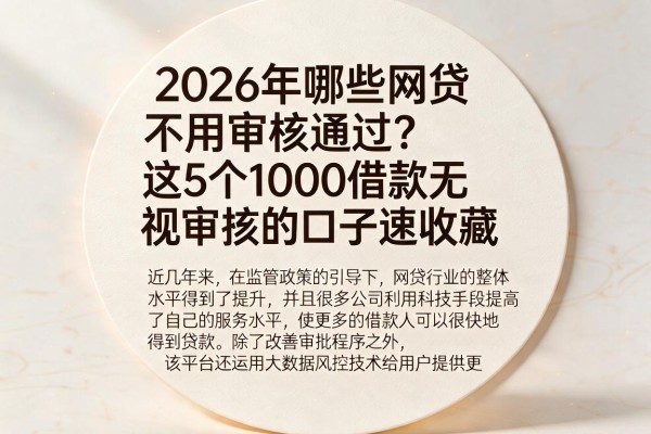 2026年哪些网贷不用审核通过?这5个1000借款无视审核的口子速收藏