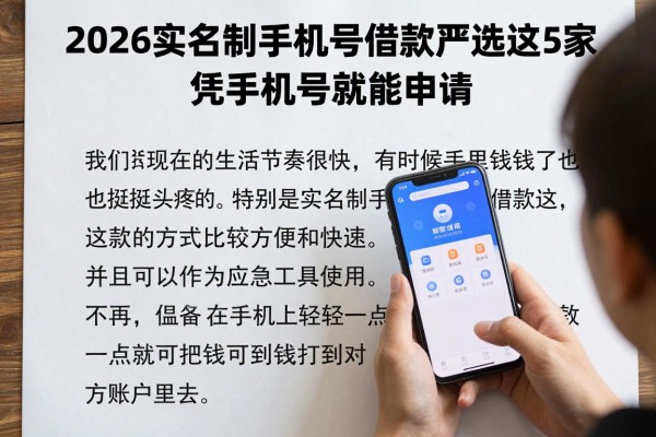 2026实名制手机号借款严选这5家，凭手机号就能申请！