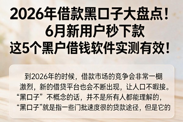 2026年借款黑口子大盘点！6月新用户秒下款，这5个黑户借钱软件实测有效！