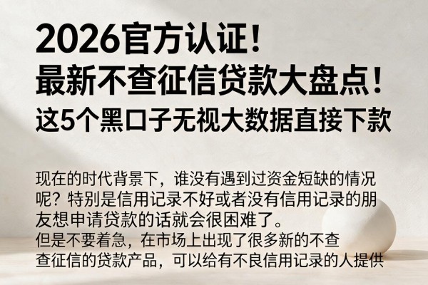 2026官方认证！最新不查征信贷款大盘点：这5个黑口子无视大数据直接下款