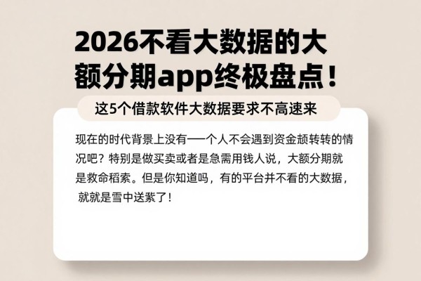 2026不看大数据的大额分期app终极盘点！这5个借款软件大数据要求不高速来