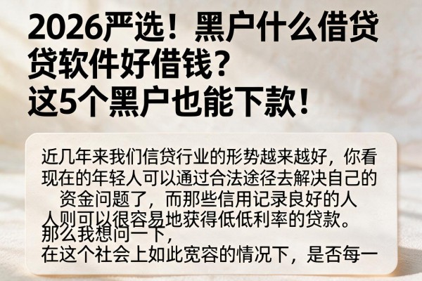 2026严选！黑户什么借贷软件好借钱？这5个黑户也能下款！