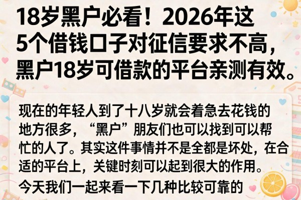 18岁黑户必看!2026年这5个借钱口子对征信要求不高,黑户18岁可借款的平台亲测有效