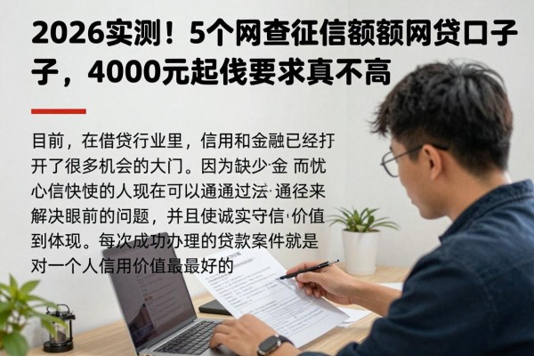 2026实测！5个网查征信大额网贷口子，4000元起借钱要求真不高
