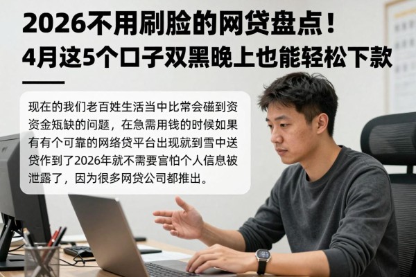 2026不用刷脸的网贷盘点!4月这5个口子双黑晚上也能轻松下款