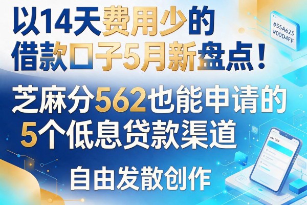 14天费用少的借款口子5月新盘点！芝麻分562也能申请的5个低息贷款渠道