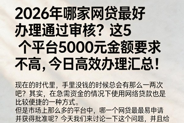 2026年哪家网贷最好办理通过审核？这5个平台5000元金额要求不高，今日高效办理汇总！
