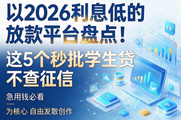 2026利息低的放款平台盘点！这5个秒批学生贷不查征信，急用钱必看