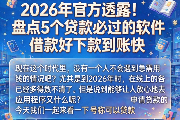 2026年官方透露!盘点5个贷款必过的软件,借款好下款到账快