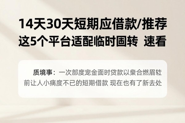 14天30天短期应急借款公众号推荐!这5个平台适配临时周转,速看