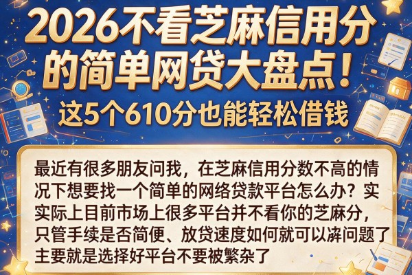 2026不看芝麻信用分的简单网贷大盘点!这5个610分也能轻松借钱