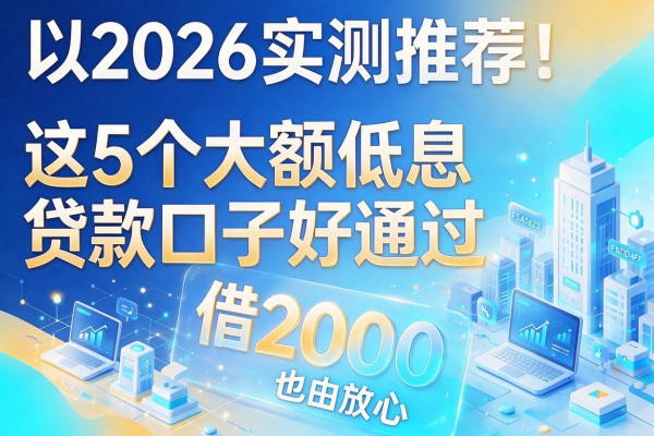 2026实测推荐！这5个大额低息贷款口子好通过，借2000也放心