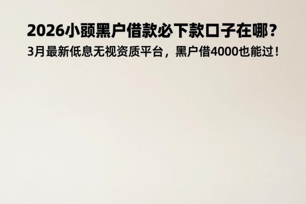 2026小额黑户借款必下款口子在哪？3月最新低息无视资质平台，黑户借4000也能过！