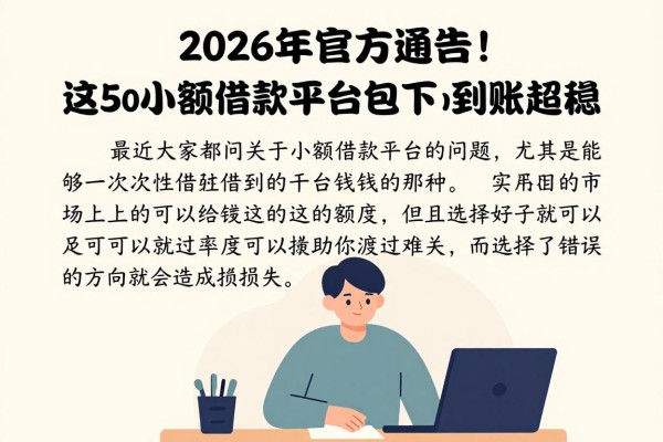 2026年官方通告！这5个小额借款平台包下5000，秒批到账超稳！