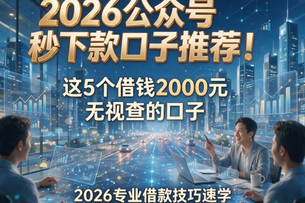 2026公众号秒下款口子推荐！这5个借钱2000元无视查的口子，2026专业借款技巧速学