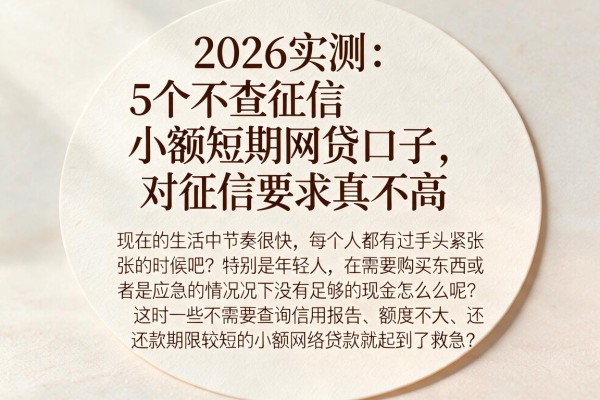 2026实测：5个不查征信小额短期网贷口子，对征信要求真不高